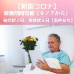 コロナ療養期間短縮|有症状7日、無症状5日(9月7日から)詳細